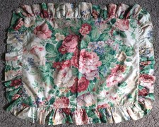 Vintage Cottage Floral Ruffle Pillow Sham Glazed Cotton Rose French Country Std