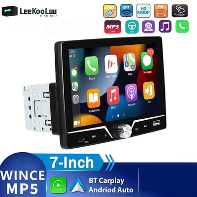 7" Single 1Din Touch Screen Stereo Bluetooth Radio Car Apple/Android Carplay GPS