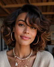 Short Loose Wave Ombre Brown Wigs 100 Human Hair Lace Front Wigs Pre Plucked