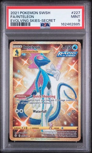 2021 POKEMON SWORD & SHIELD EVOLVING SKIES SECRET #227 FULL ART/INTELEON PSA 9