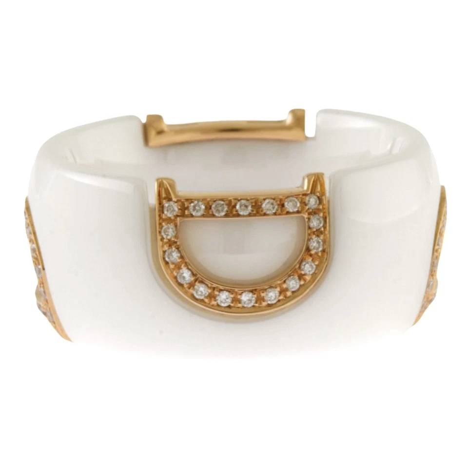 Anillo Damiani EE. UU. 6 1/8 EU52 Cerámica Blanca K18 Oro Rosa D Icono Diamante Usado Foto 3 de 4
