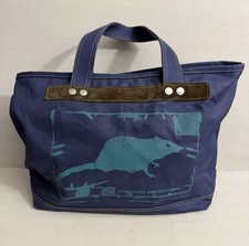 Vintage Marc Jacobs Stinky Rat Mouse Print Blue Canvas Tote Bag