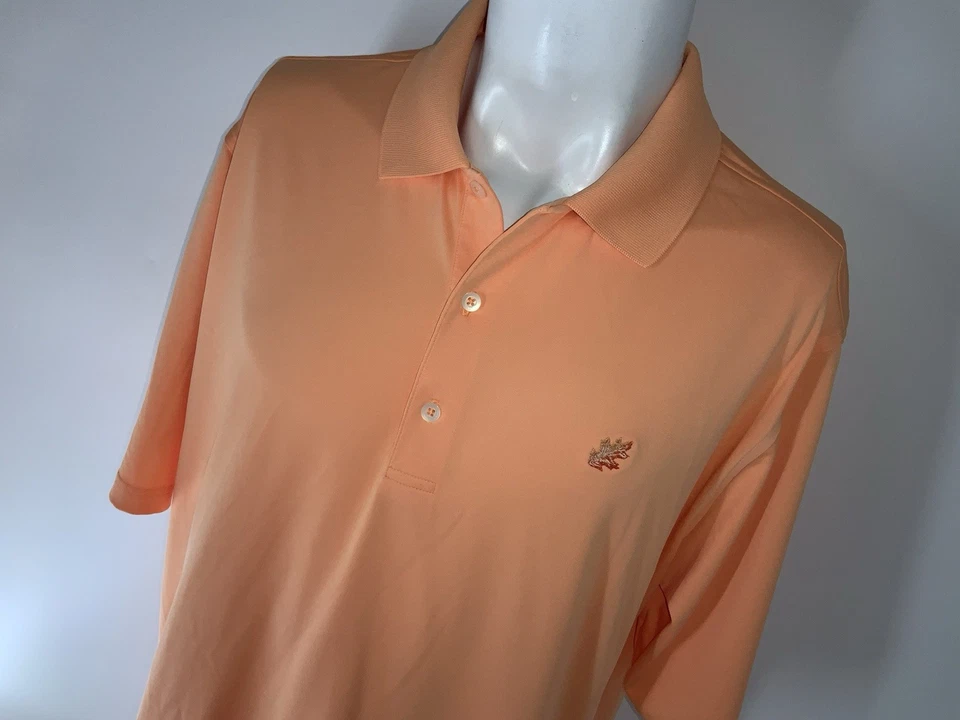 Donald Ross Golf Polo Shirt Men’s L Orange Polyester Leaf Logo YGI U5-14 - Image 3 of 4