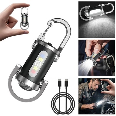 Mini Keychain Flashlight Type-c Rechargeable Waterproof Brightnes LED Flashlight