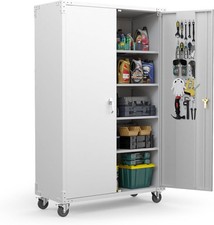 72"H Metal Storage Cabinet with Adjustable Shelves and Locking Doors for Home