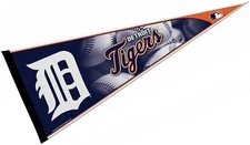 Detroit Tigers Soft Felt Pennant, D Logo Design, 12x30 Inch, Easy To Hang
