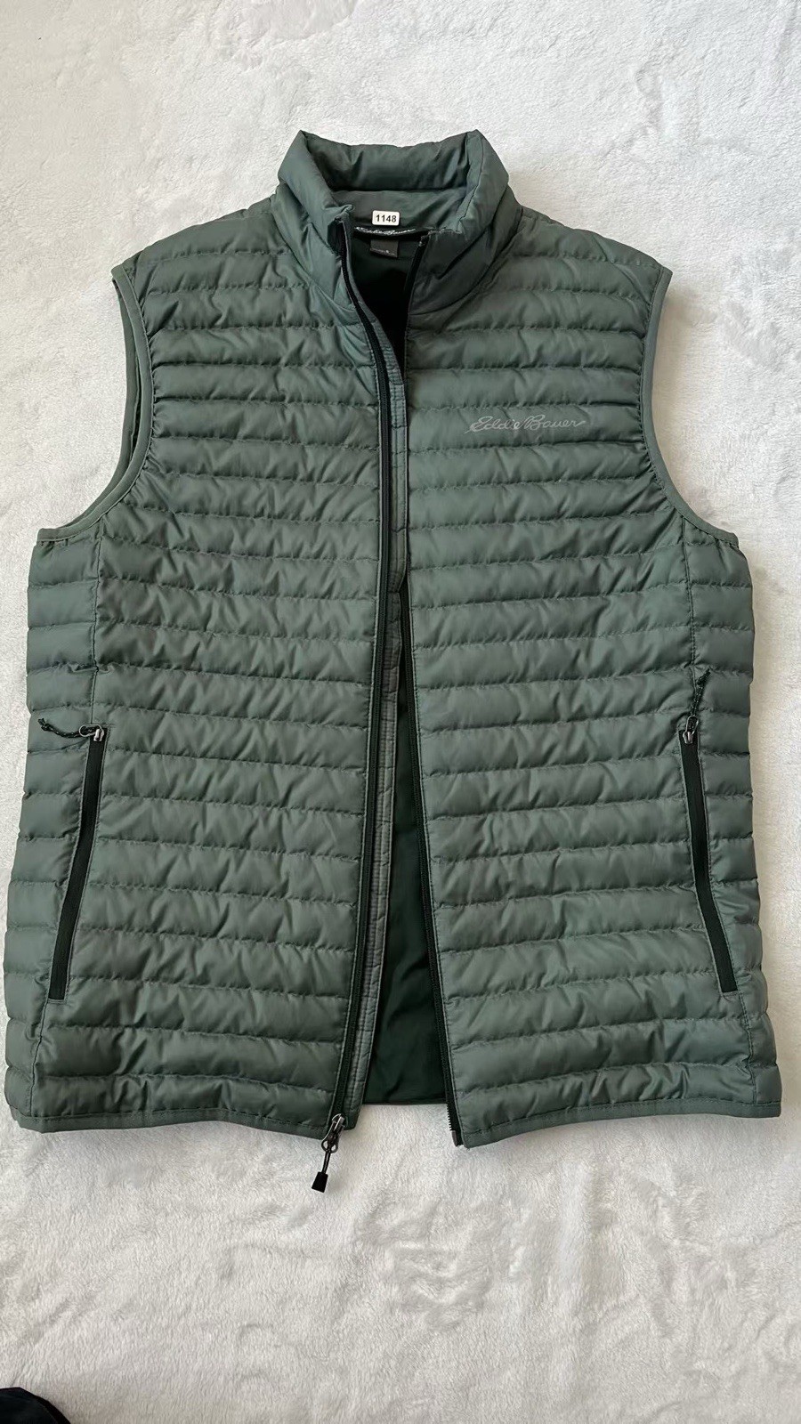 Eddie Bauer Mens Green Down Puffer Vest Small