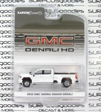 2024 Greenlight Karson Diecast: White 2022 GMC SIERRA 3500 3500HD DENALI Dually