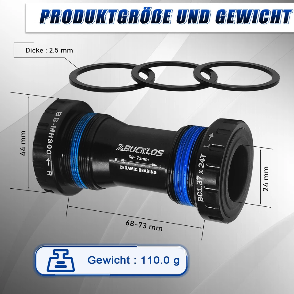 BB 68/73mm Gewinde MTB Rennrad Tretlager Keramiklager für Shimano Hollowtech II - Bild 3 von 4