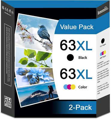 63XL Ink Cartridge Black and Color Replacement for HP 63 XL Ink OfficeJet 5255