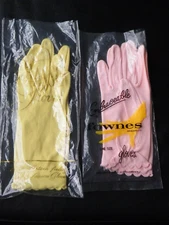 USED Vtg Wrist Length Dress Gloves Yellow Hansen + Pink Fownes Elegant FREESHIP
