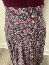 VINTAGE LAURA ASHLEY PLEATED FLORAL SKIRT SIZE 8 COTTAGE CORE COTTON / WOOL 1