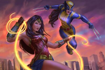 Marvel wonder woman crossover dc comics women playmat gaming mat