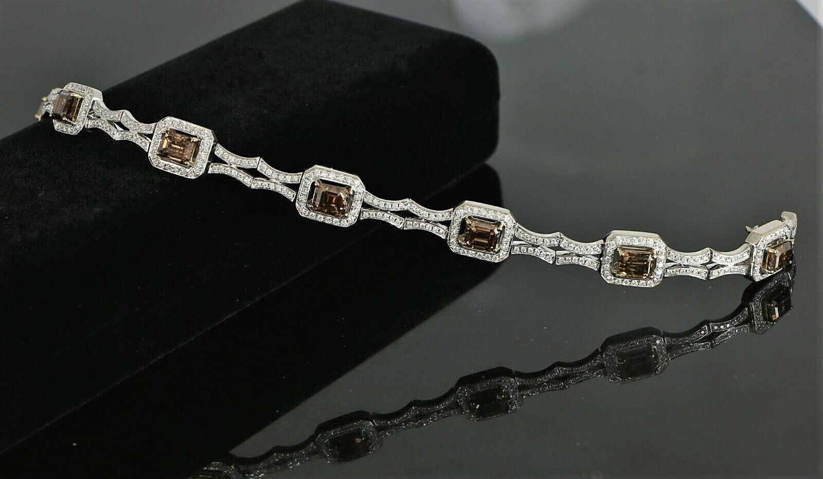 55,000 LeVian 18K White Gold 10.05ct Emerald Chocolate Diamond Tennis Bracelet eBay