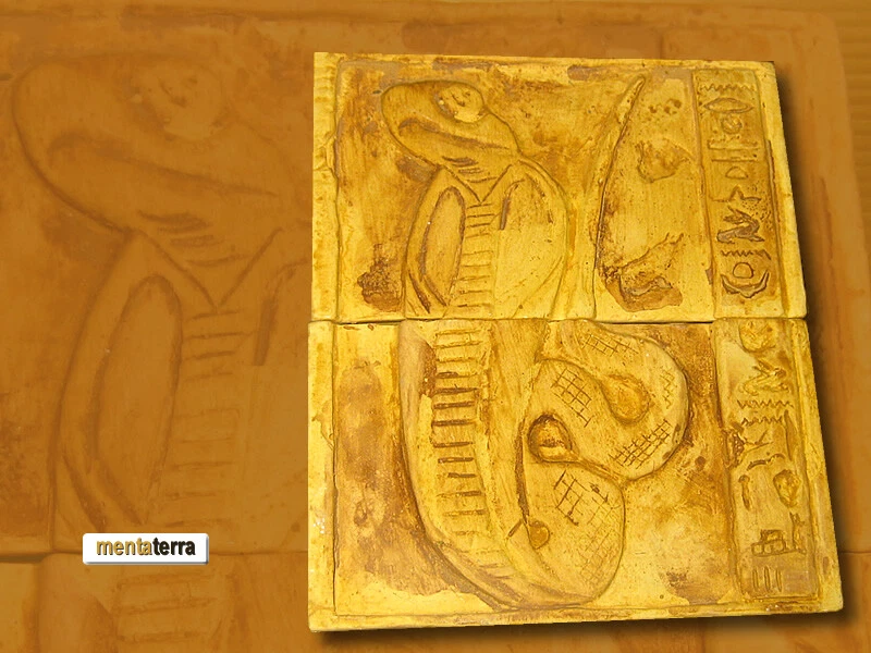 MENTA-MODELLBAU Ägyptische Dekorfliese Kobra (2 Fliesen) Terrarium Deko Rückwand, menmt0015