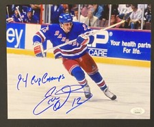 Eddie Olczyk New York Rangers NHL Signed 8x10 Photo ~ JSA COA