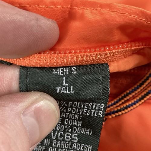 LL Bean Jacket Mens LT Orange Blue Reversible Coat Goose Down Filled Puffer NICE - Picture 14 of 15