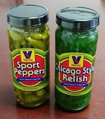 Vienna Chicago Style Relish and Sport Peppers Pack of 2 12 fl oz Jars