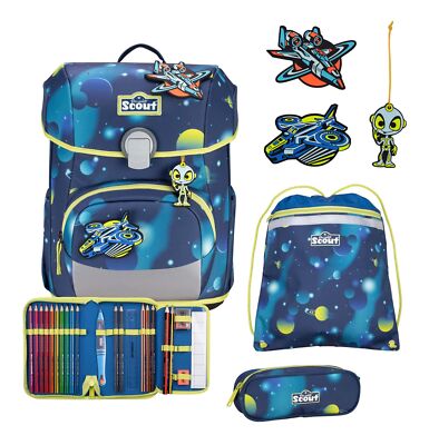 Scout LED Neo Set 4-teilig Schulranzen Planets dunkelblau Neu