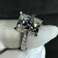 3.00Ct Radiant Moissanite Solitaire Engagement Ring 14K White Gold Finish