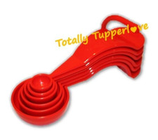 Tupperware Measuring Spoons Set Vintage D-Ring Red NEW