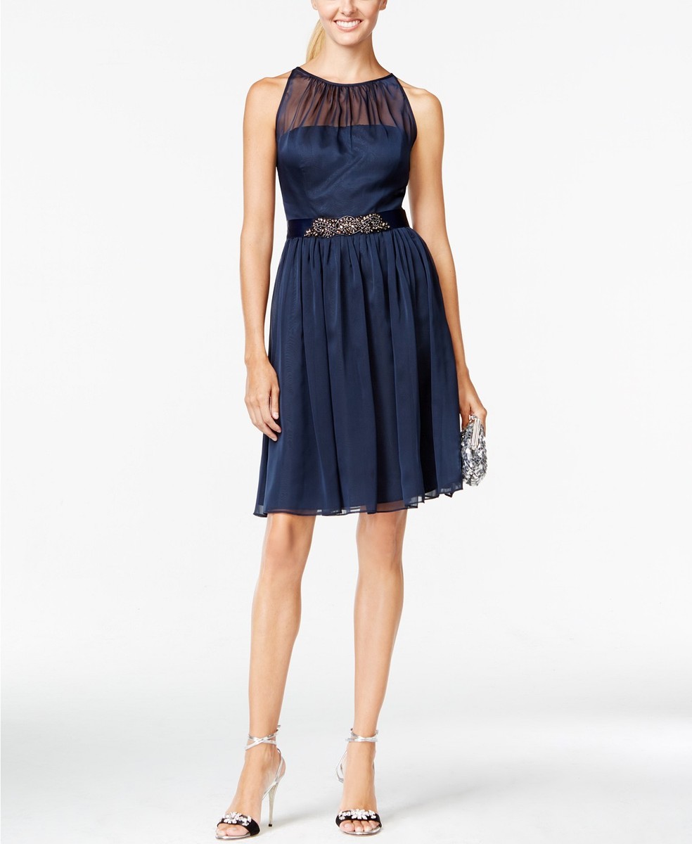 $359 Adrianna Papell Womens Blue Chiffon Sleeveless Short Dress Size 10 |  eBay