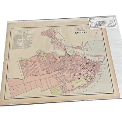 QUEBEC CITY CANADA Map Original 10  X 13  George F Cram Vintage Antique Art