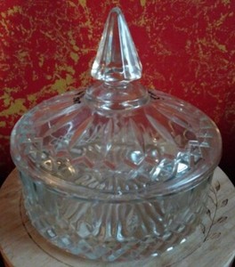 Vintage 1960s Indiana Glass Princess Diamond Cut Clear Crystal Nut Candy Dish