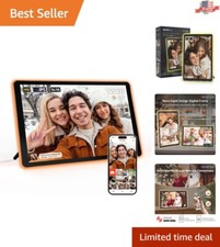Elegant 10.1" Neon Light Digital Frame - Seamless Photo Sharing  Alarm Features