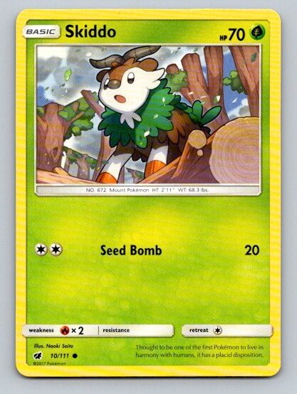 2017 Pokemon Card Crimson Invasion Skiddo 10/111