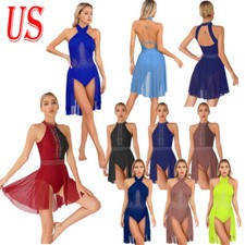 Women's Lyrical Dance Dress Cross Front Ruched Modern Contenporary Dance Skirted