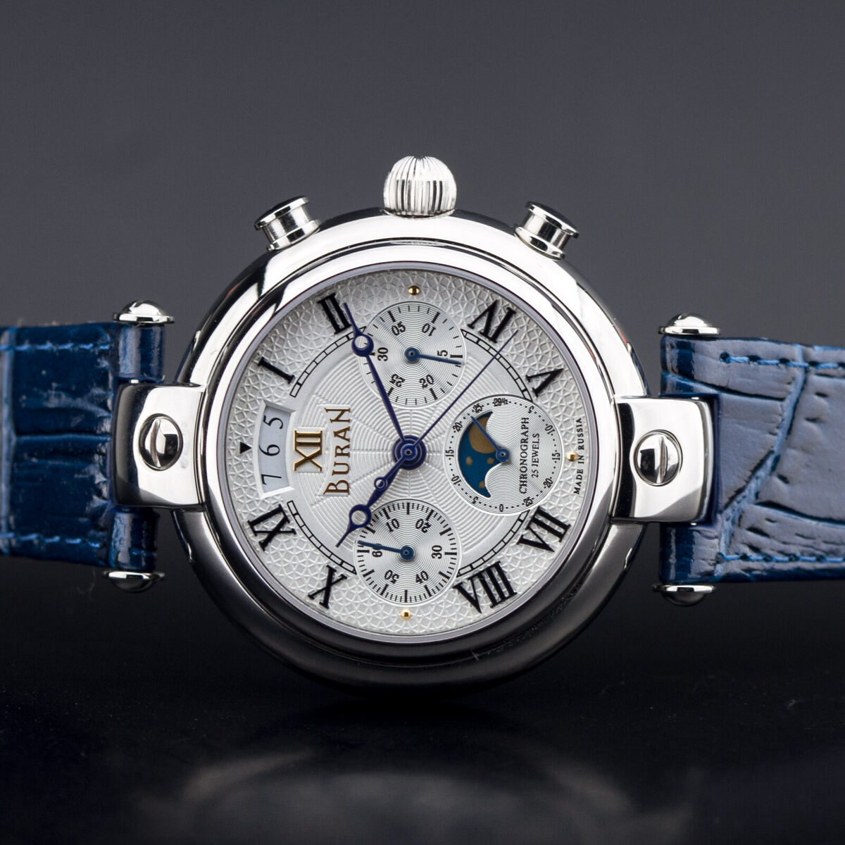 BURAN Basilika Mondphase Chronograph 31679 Poljot Russische Uhr Mondkalender eBay