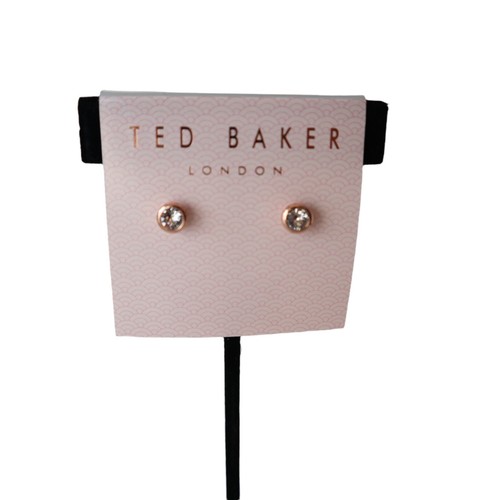 Ted Baker Sinaa Women's Crystal Stud Rose Gold Earrings With Pink Box - Picture 2 of 4