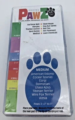 1 pair Pawz Medium Blue Rubber Dog Boots Reusable Waterproof Protex - Image 1 of 4