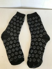 Vintage Clothing PEACE SIGN SOCKS Black  Silver Ladies Footwear Stretch