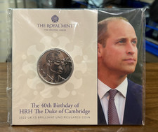The 40th Birthday of HRH The Duke of Cambridge 2022 £5 Brilliant UNC Coin SU709