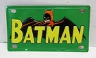 BATMAN 1966 TIN LITHO BICYCLE BIKE LICENSE PLATE by MARX VINTAGE DC COMICS HERO