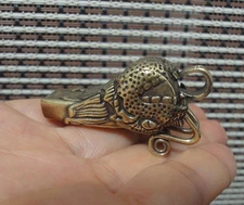 Vintage Style Solid Brass Pure Copper Dragon Statue Whistle Pendant
