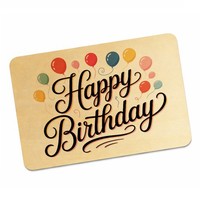 Happy Birthday Ballons Postkarte Aus Holz Mit Kalligrafie