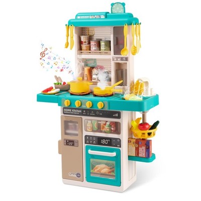 Kids Kitchen Play Set 50Pcs Interactive Pretend Toys Green Toddlers 3-5 Sound