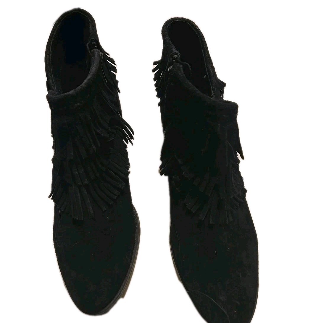 Naughty Monkey Women's Leather Boho Kepang Suede Boots Black Size 9.5