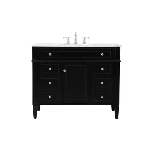 Elegant Decor Park Avenue 42" Metal MDF Marble Single Bathroom Vanity in Black - Picture 3 of 8