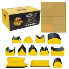 Dura-Gold 12-Piece Contoured 4" Hand Sanding Block Set, 40 Hook & Loop Sandpaper