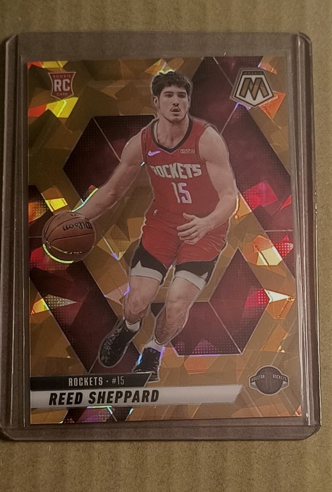 2024-25 Panini Mosaic NBA Debut Reed Sheppard Orange Cracked Ice Prizm /49  SSP!