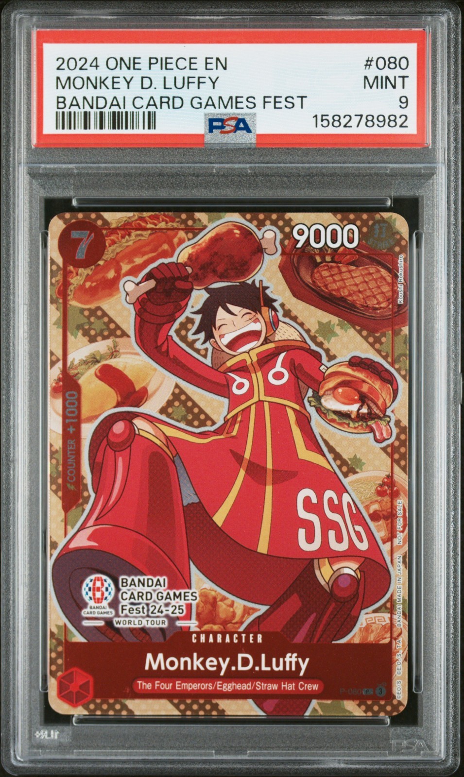 One Piece EN Monkey D Luffy Bandai Card Games Fest #080 PSA 9 MINT