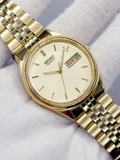 [N. MINT] 1994 Seiko Quartz 35mm Men's Wrist Watch 7n43 Day Date Japan Made 