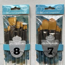 NIP 15pc ROYAL LANGNICKEL Artists Paint Brushes Shader  Filbert Wash 2 Sets