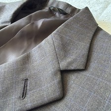 Hickey Freeman Mens Blazer 43R Wool Plaid Sportcoat Hand Tailored, Brown
