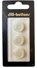 Buttons Ivory Pearlescent 1/2" Geometric Border Round Shank 3-Pk Vintage Dill 85