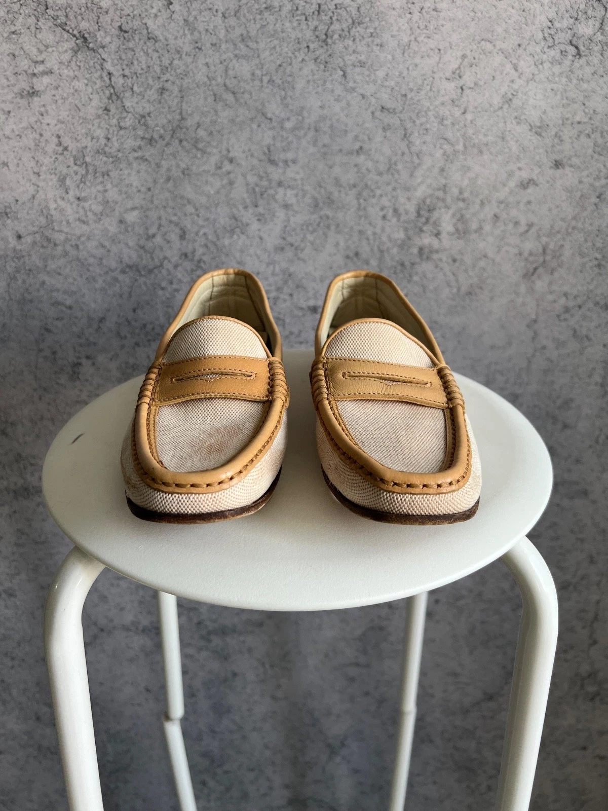 Scarpe mocassini Tod’s slip on donna taglia 10 beige tela pelle casual